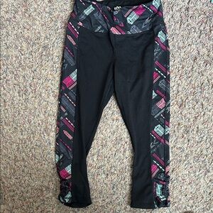 Maurices Black and Pink Geometric Workout Leggings